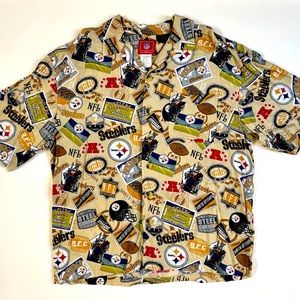 Pittsburgh Steelers Hawaiian Shirt Mens Large  All Over Print Short Sleeve NFL